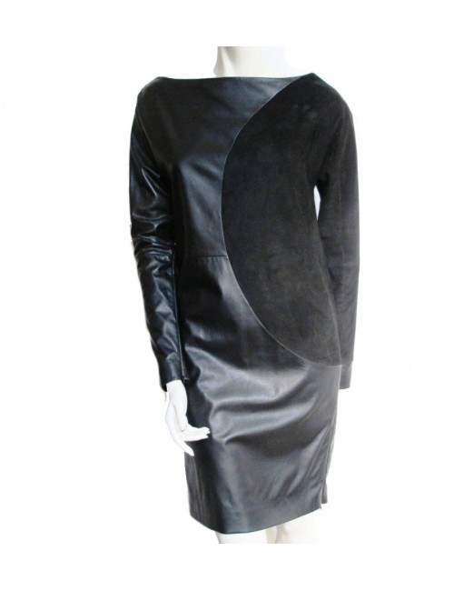 Robe EMMANUEL UNGARO en cuir noir