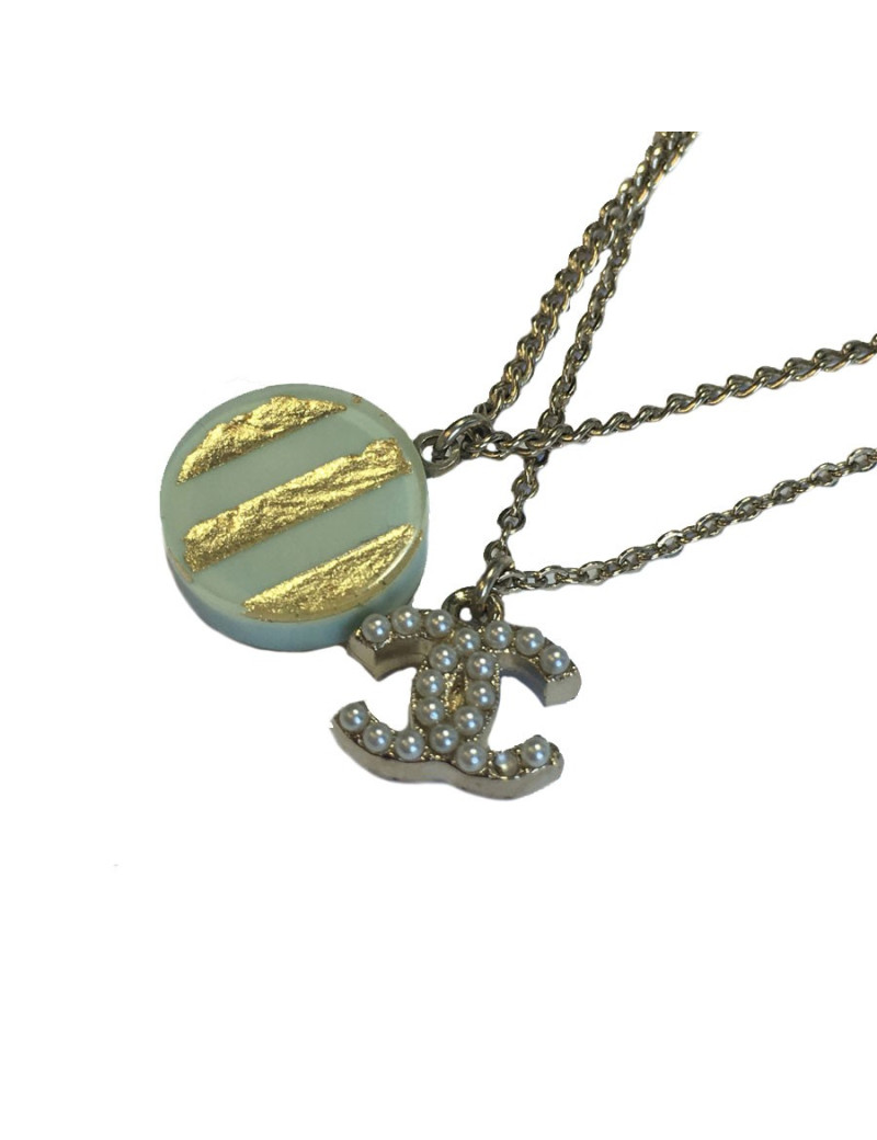 xxx Collier CHANEL double chaine dorée