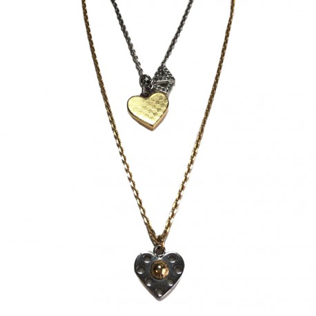 Necklace double LOUIS VUITTON gold and silver metal