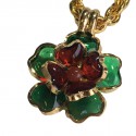 MARGUERITE of VALOIS necklace floweret Emerald and amber glass