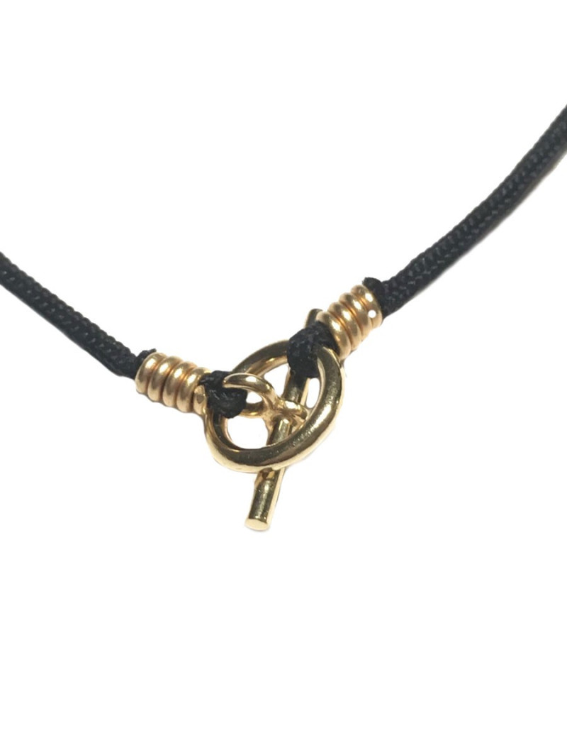 Collier HERMES lien noir et bijouterie or