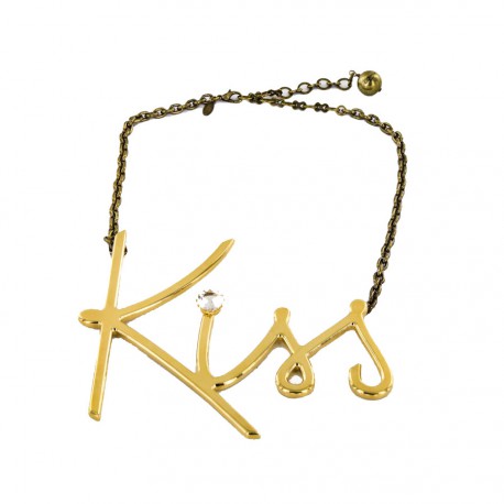 LANVIN iconic 'Kiss' necklace in gilt metal