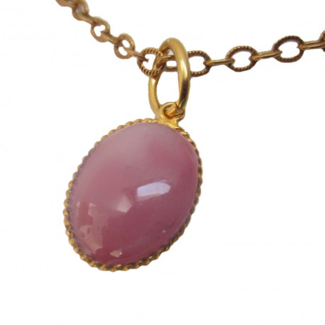 Necklace pendant Pink MARGUERITE of VALOIS in pink glass