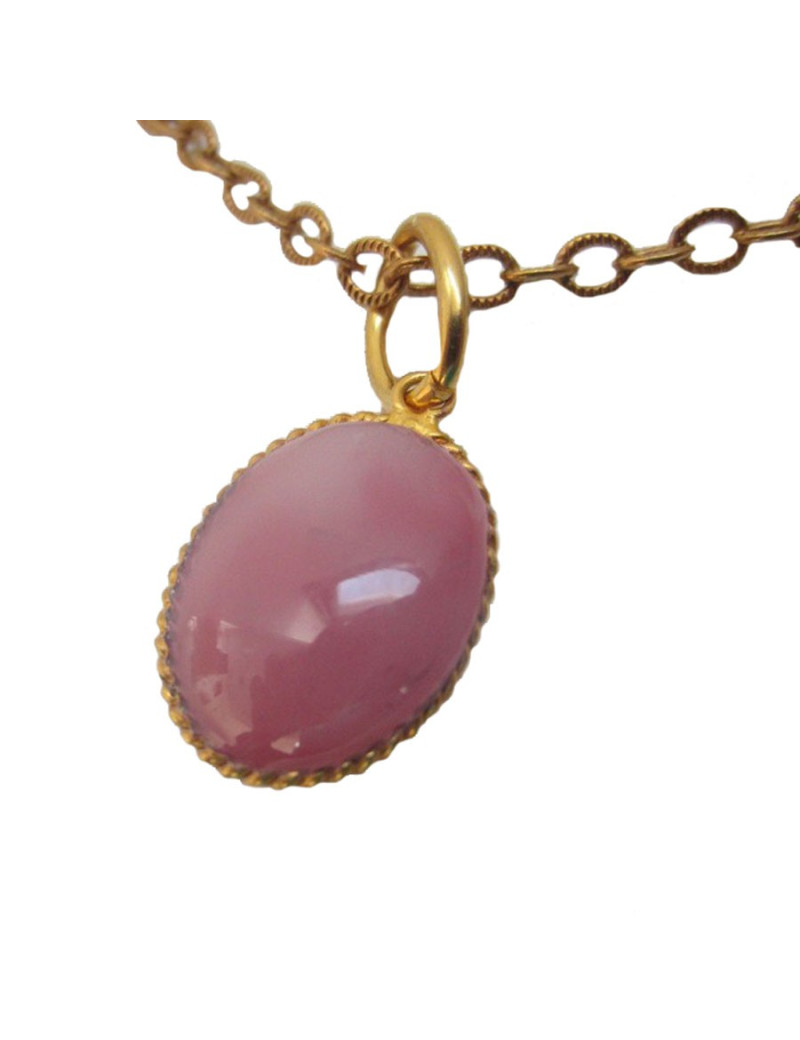 Necklace pendant Pink MARGUERITE of VALOIS in pink glass