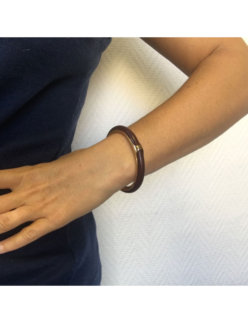 xxx Bracelet  jonc HERMES cuir et.....