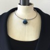 HERMES necklace model jojoba in steel and blue leather