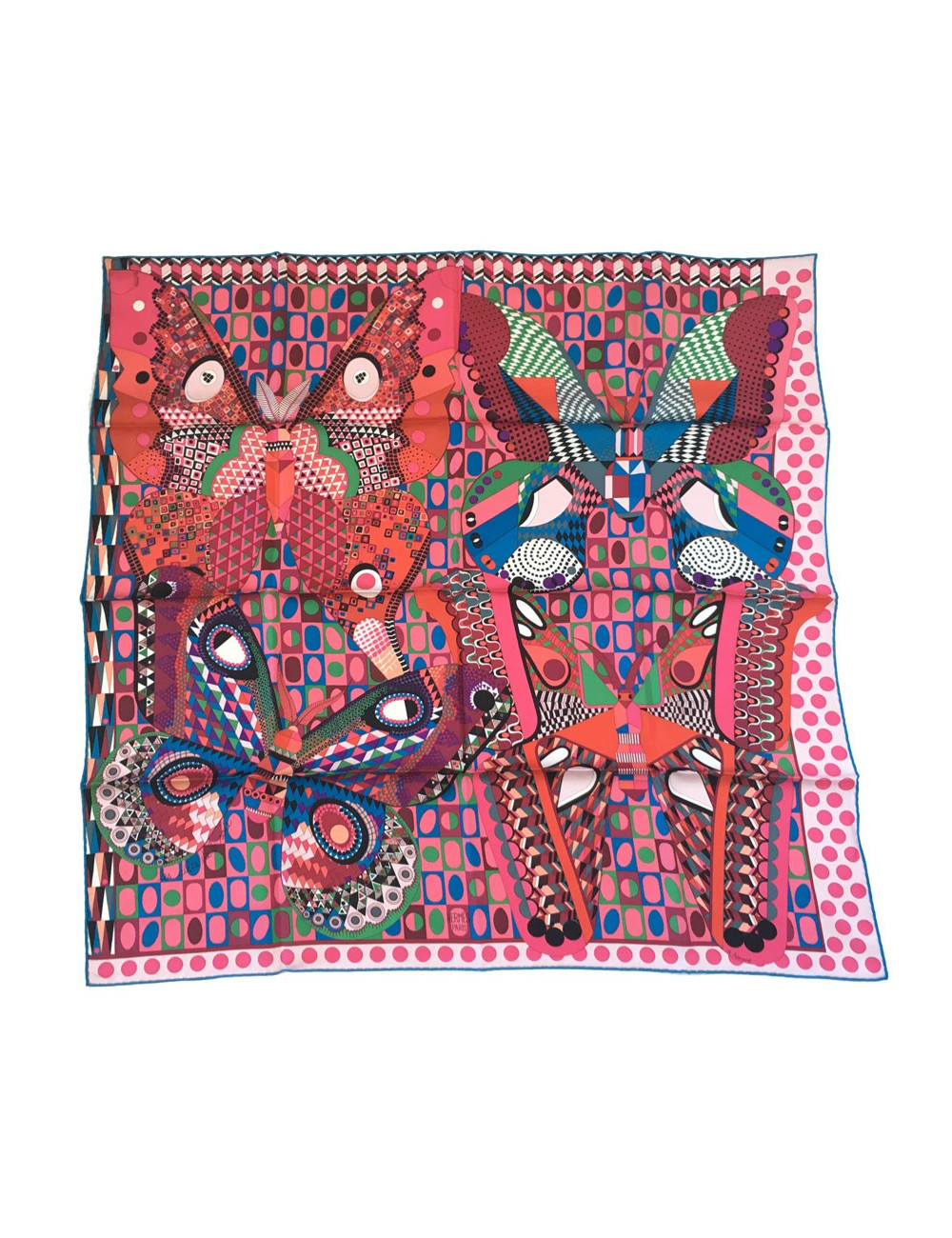 Square "Wings of silk" HERMES silk pink