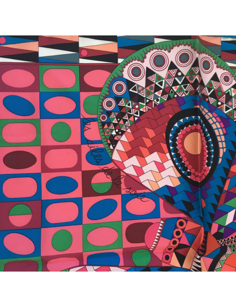 Square "Wings of silk" HERMES silk pink