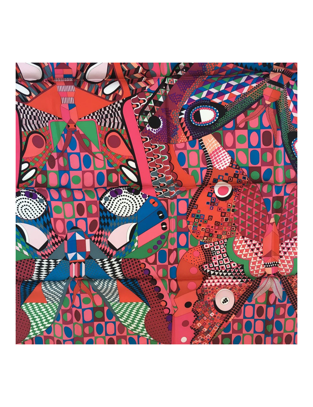 Square "Wings of silk" HERMES silk pink