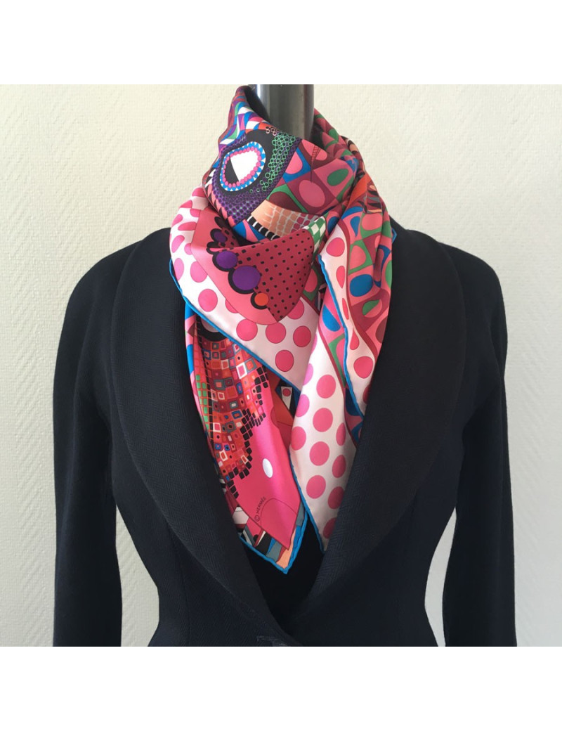 Square "Wings of silk" HERMES silk pink