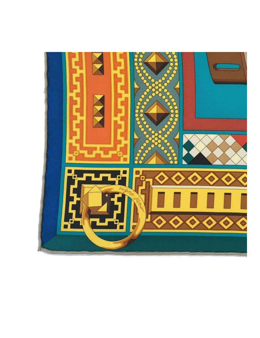 xxx Carré HERMES "Colliers de chiens" en soie multicolore