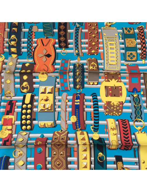 xxx Carré HERMES "Colliers de chiens" en soie multicolore