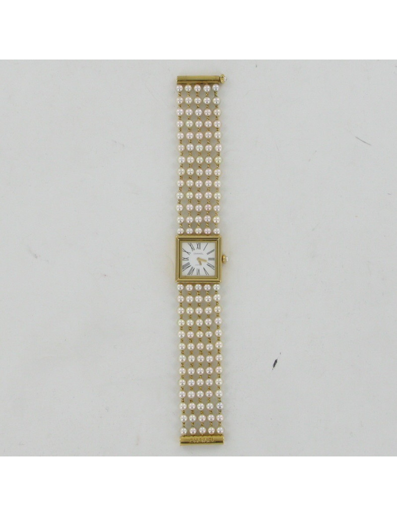 Montre Mademoiselle perles et or jaune CHANEL