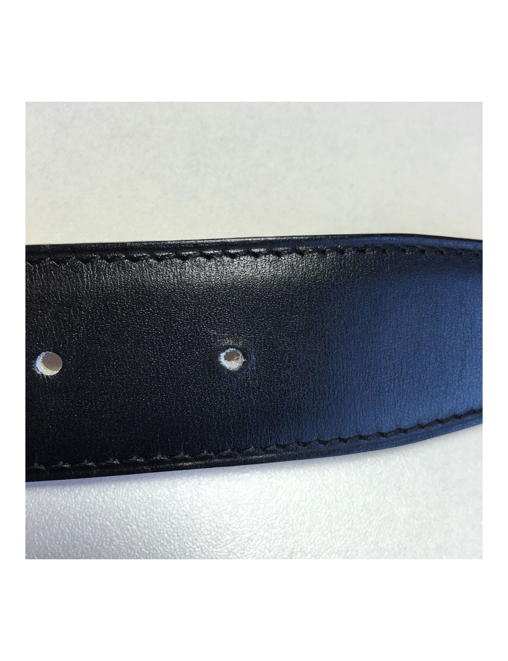 xxx Ceinture HERMES T 85 réversible en cuir box noir et cuir togo gold