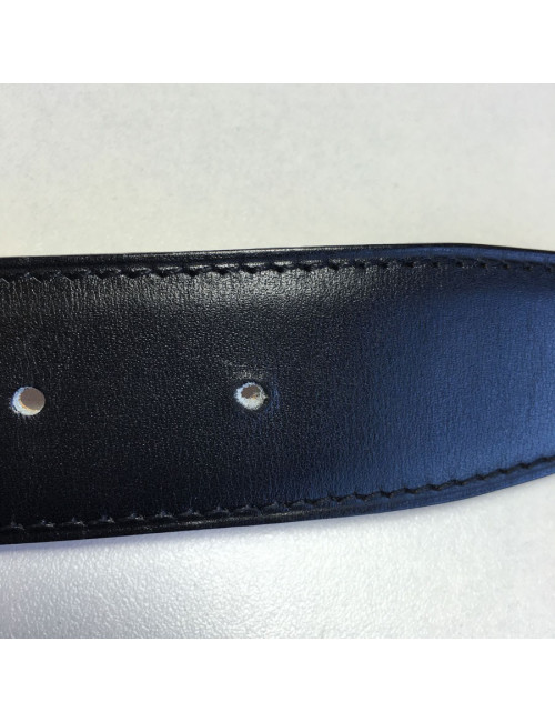 xxx Ceinture HERMES T 85 réversible en cuir box noir et cuir togo gold