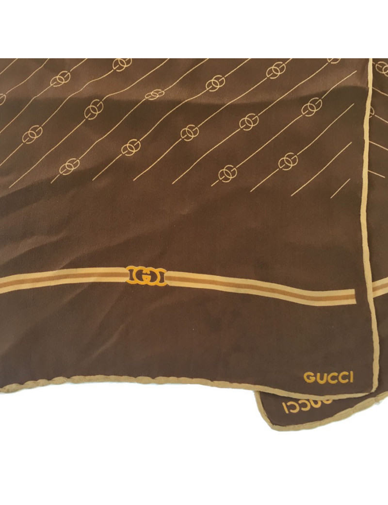 Foulard GUCCI en soie marron