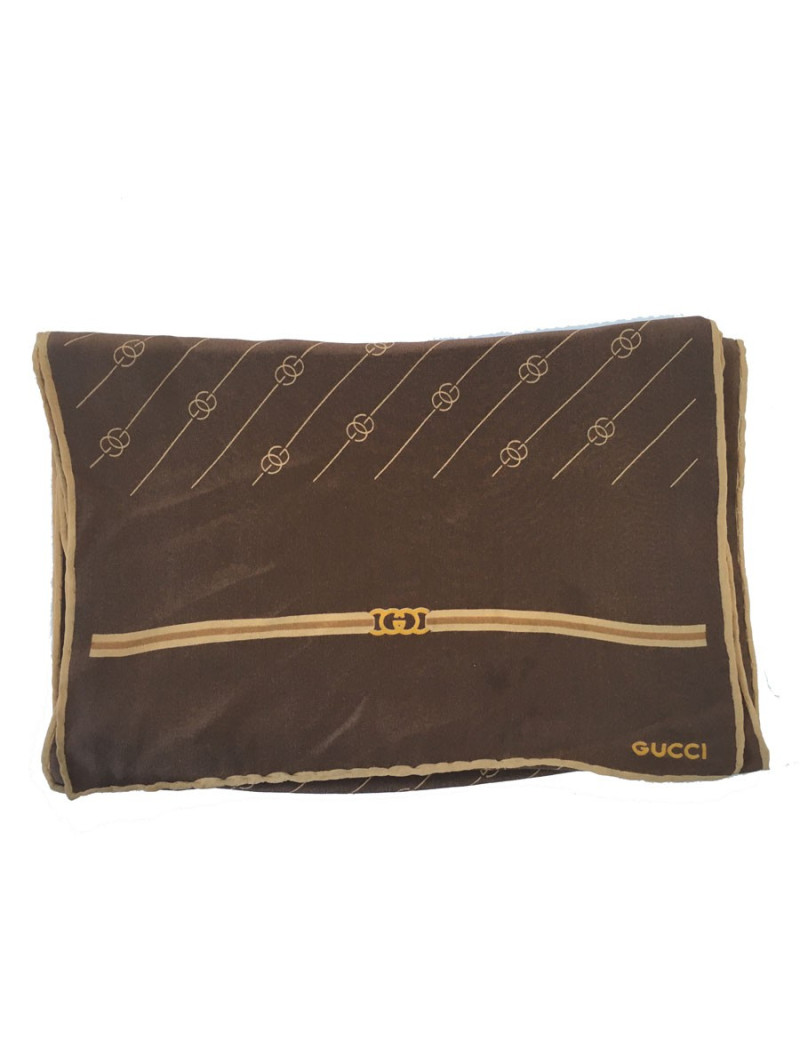 Foulard GUCCI en soie marron
