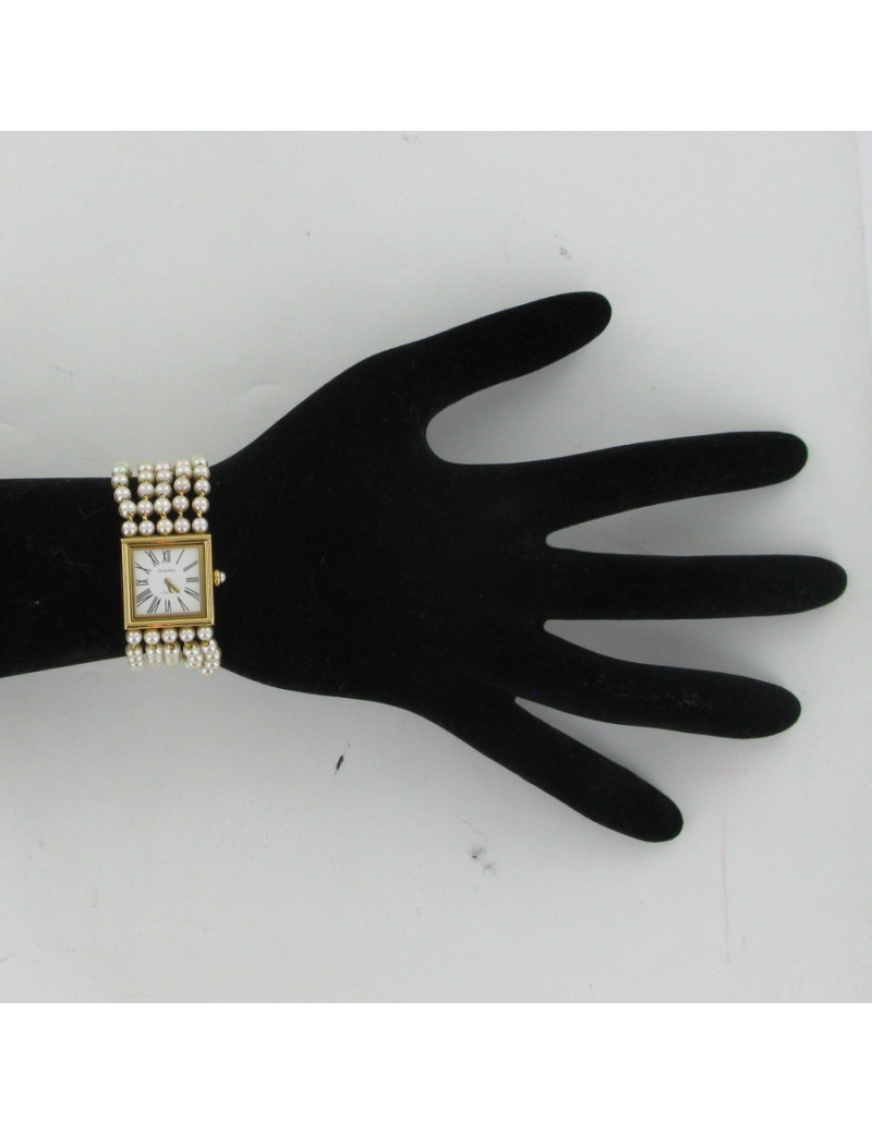 Montre Mademoiselle perles et or jaune CHANEL
