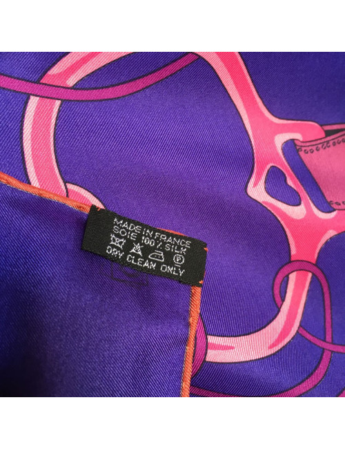 HERMES "Folklore" shawl in mulitcolored silk twill