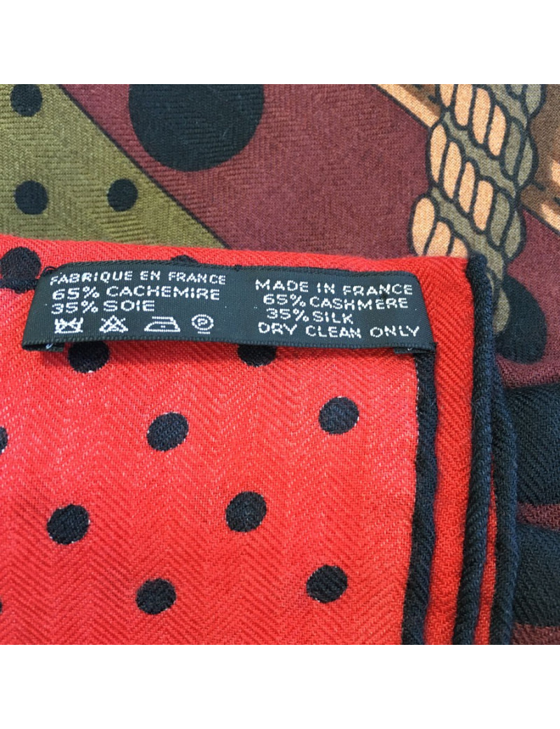 Châle HERMES "Clic Clac à pois" en cachemire et soie