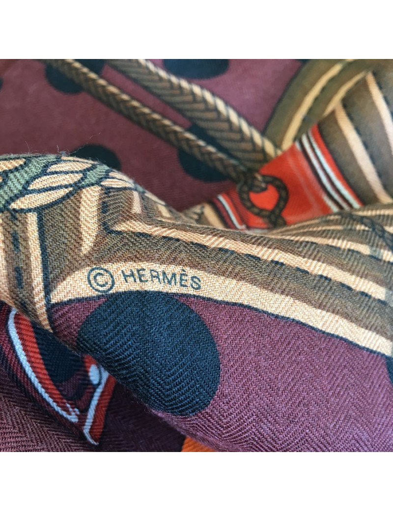 HERMES "Clic Clac à pois" shawl in cashmere and silk