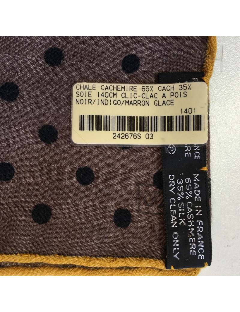 xxx Châle HERMES  "Clic Clac à pois" cachemire et soie
