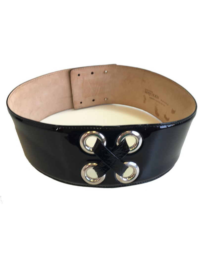 Ceinture Alexander McQUEEN en cuir verni noir T75