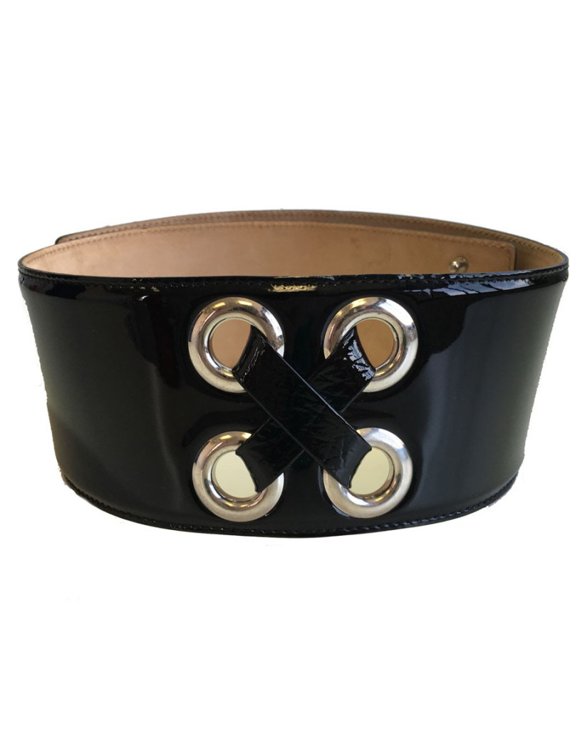 Ceinture Alexander McQUEEN en cuir verni noir T75