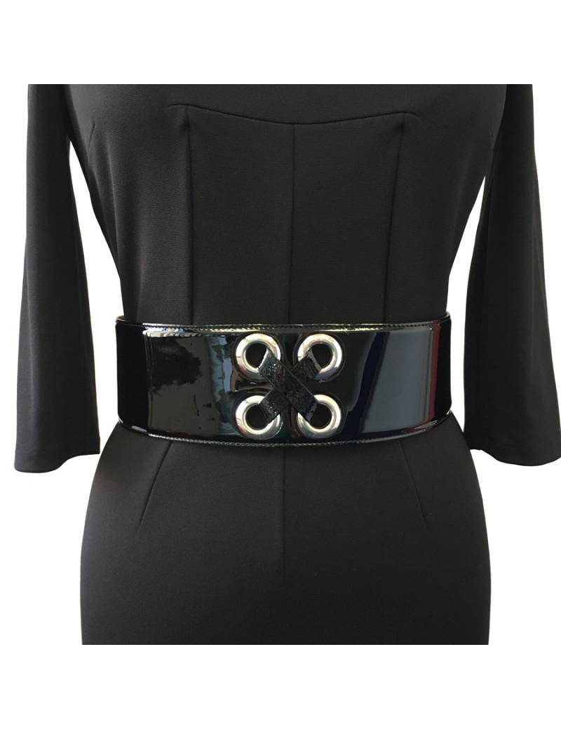 Ceinture Alexander McQUEEN en cuir verni noir T75