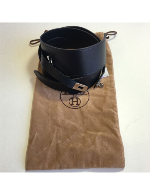 Ceinture HERMES Diane en cuir swift noir T 90 