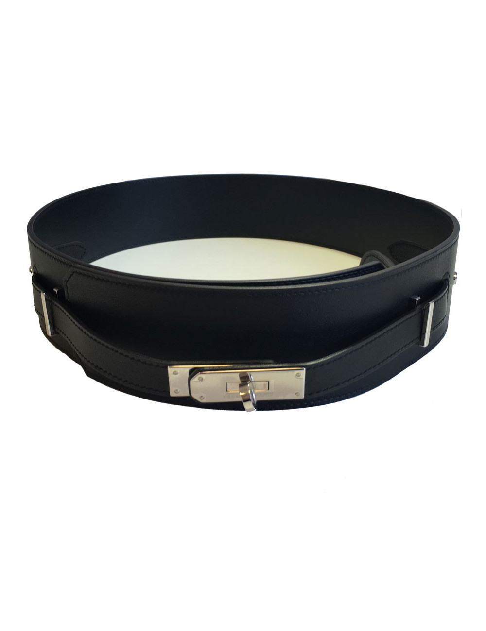 Ceinture HERMES Diane en cuir swift noir T 90 