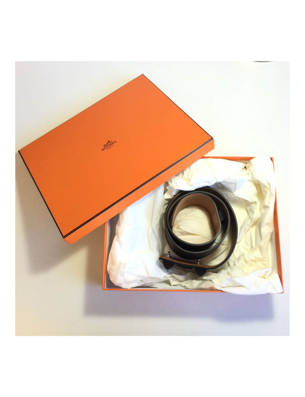 Ceinture HERMES CDC en cuir taurillon cacao t90