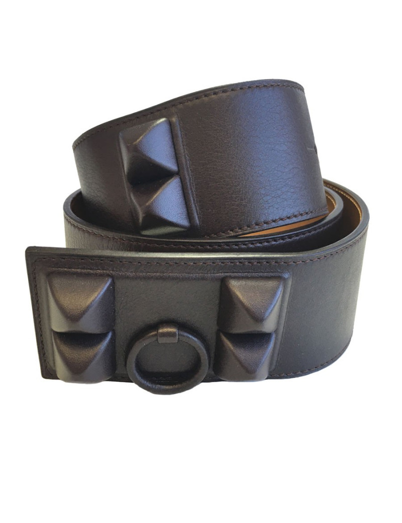 Ceinture HERMES CDC en cuir taurillon cacao t90