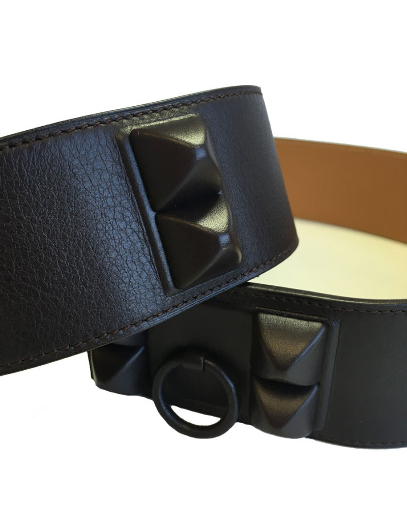 Ceinture HERMES CDC en cuir taurillon cacao t90