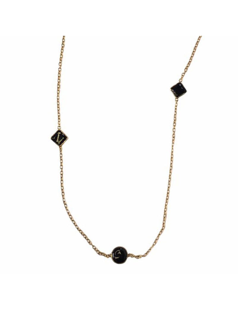 MARGUERITE of VALOIS golden chain and glass paste black necklace