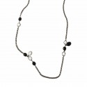 Necklace MARGUERITE of VALOIS gold chain and black and white glass paste