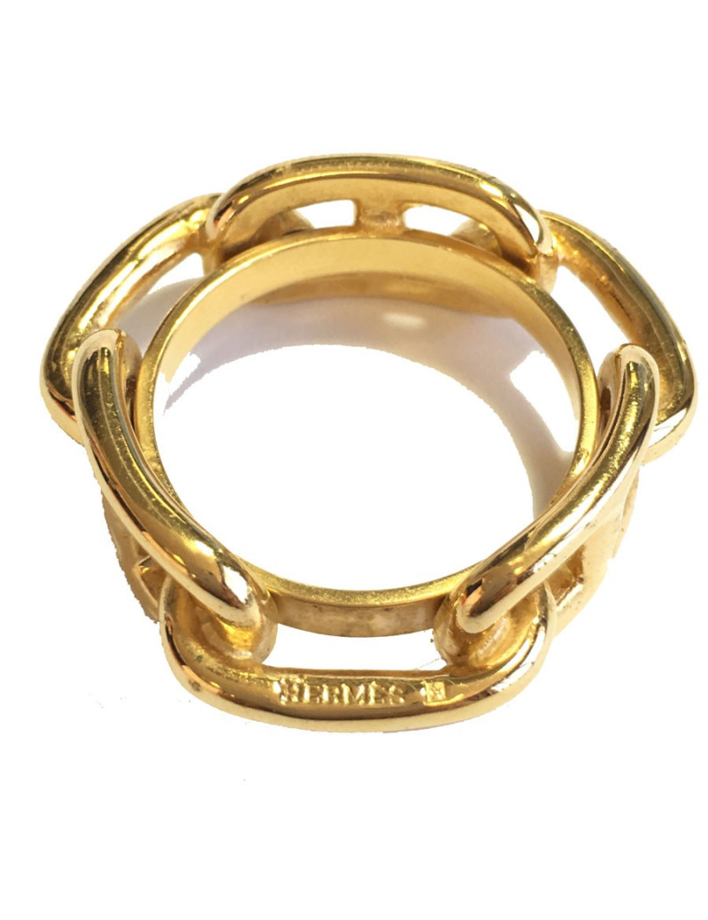 HERMES scarf ring chain Golden anchor