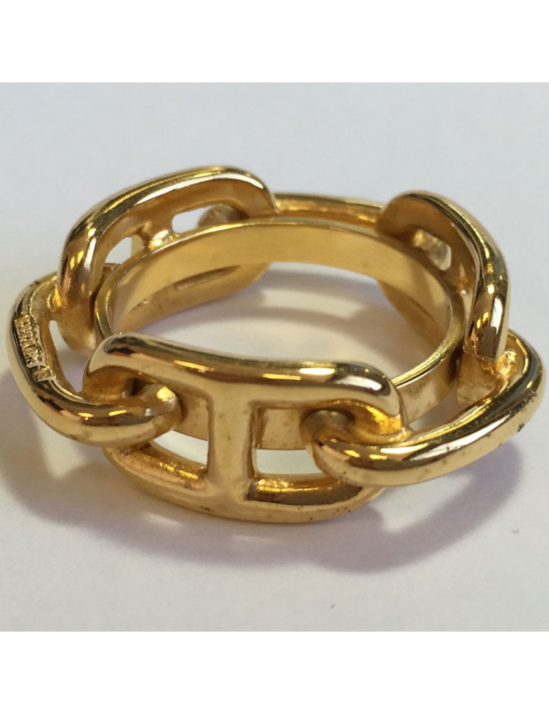 HERMES scarf ring chain Golden anchor