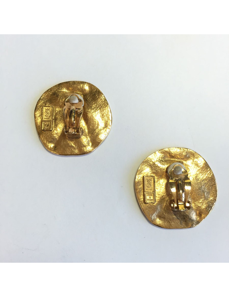 Boucles d'oreille clips YSL  SAINT LAURENT dorés vintage