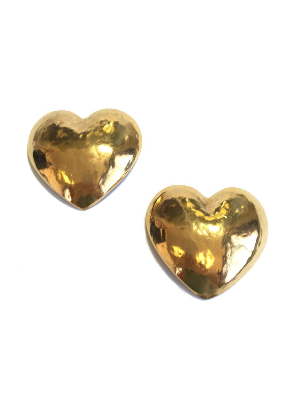 Boucles d'oreille clips YSL SAINT LAURENT coeur doré vintage