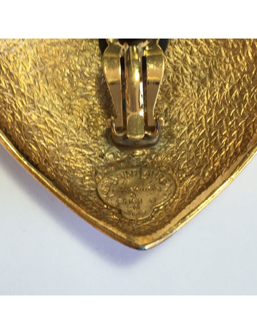 Boucles d'oreille clips YSL SAINT LAURENT coeur doré vintage