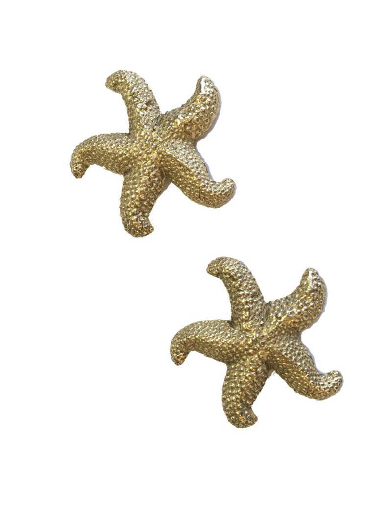 Boucles d'oreille clips YSL SAINT LAURENT étoile dorée