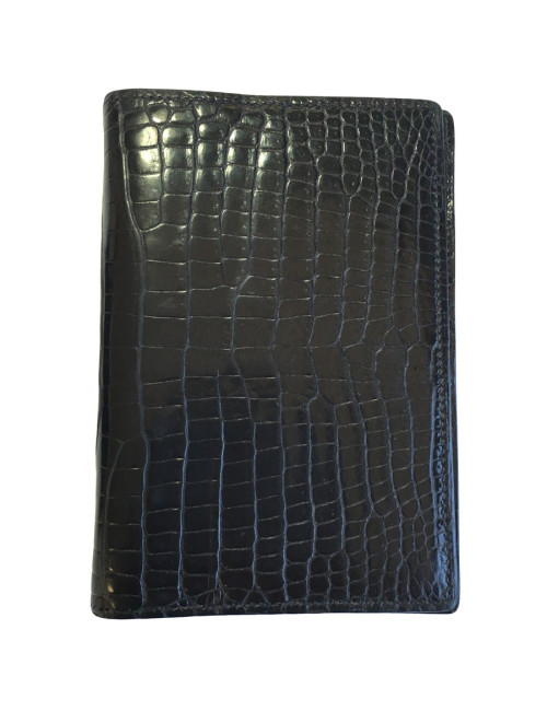 HERMES Agenda cover in black porosus crocodile leather