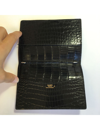 Couverture d'agenda HERMES en crocodile porosus noir 2