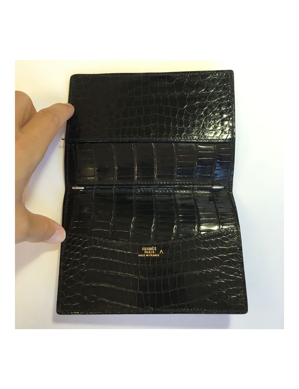 Couverture d'agenda HERMES en crocodile porosus noir