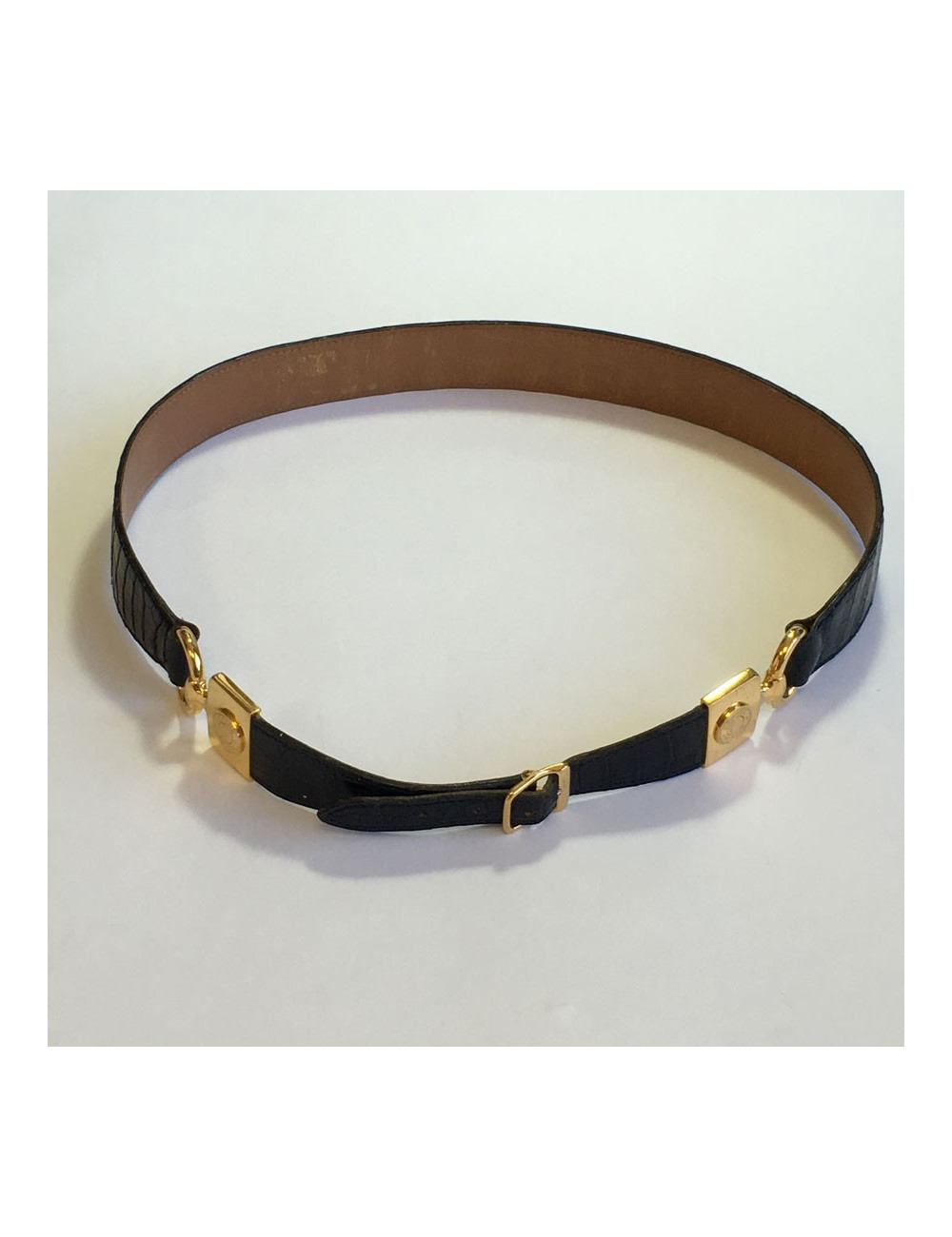 Belt HERMES Vintage crocodile black T75