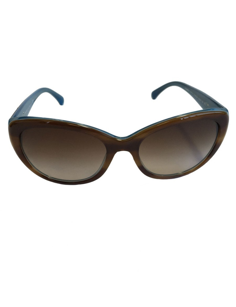 Lunettes de soleil CHANEL en plexi bicolore marron et bleu