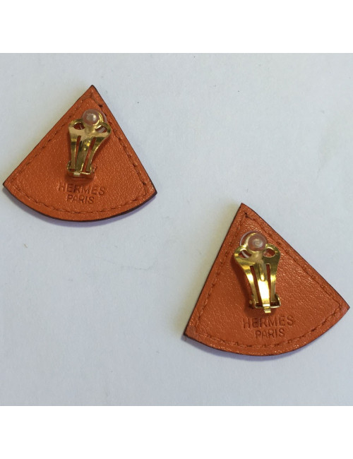 Clips HERMES orange leather earrings