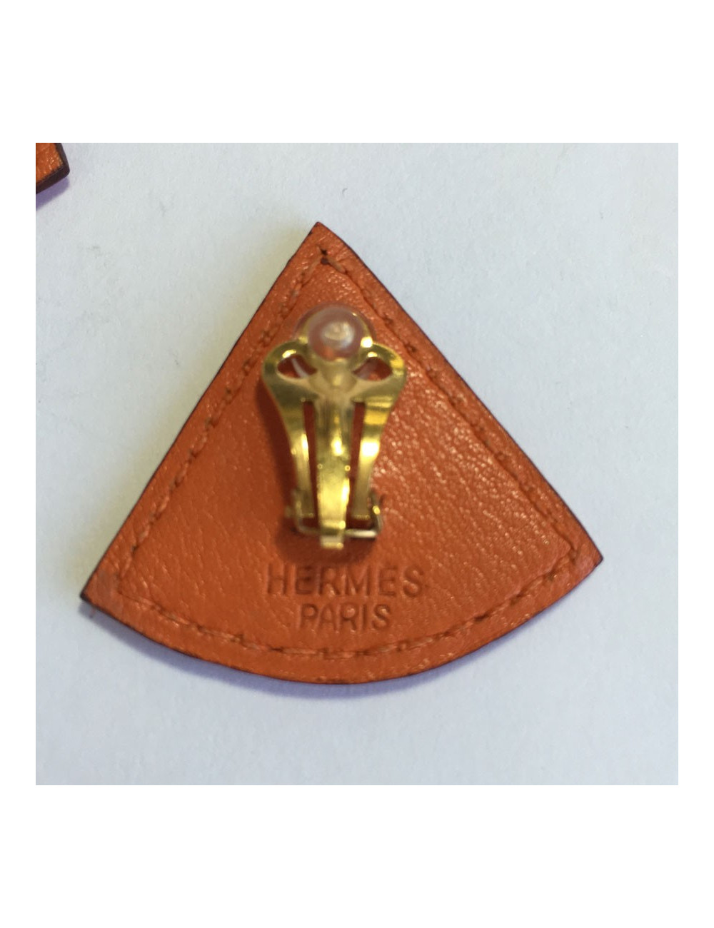 Clips HERMES orange leather earrings