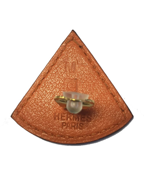 Boucles d'oreille clips HERMES en cuir orange